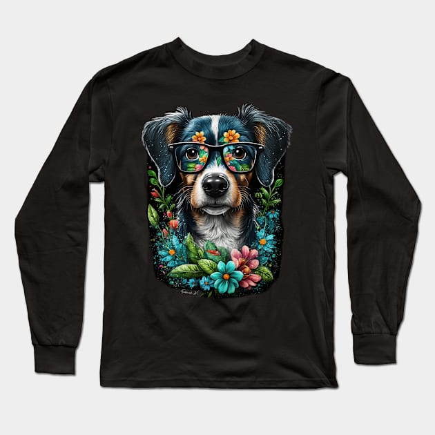 Colorful puppy Dog design #4 Long Sleeve T-Shirt by Farbrausch Art